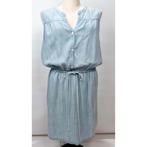 Gap Sleeveless Denim Dress Mini Blue Jean Sheath Tank Simple LARGE Petite Boho - Picture 1 of 11